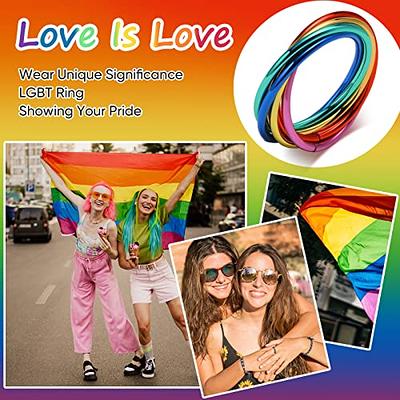 Fidget Gay Pride Rainbow Ring : Stainless Steel 6 Loops Mobius