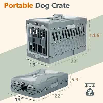 Petprsco Portable Collapsible Dog Crate, Travel Dog Crate 24x17x17 with  Soft Warm Blanket and Foldable Bowl for Large Cats & Small Dogs Indoor and