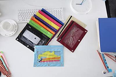 DoDoMagxanadu 3 Ring Pencil Pouch, Binder Pencil Pouch with Zipper and Mesh  Window,8pack 8colors