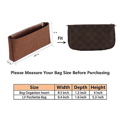 Doxo Purse Organizer for LV Boulogne Bags,Tote Bag Insert with  Zippers,Multi-pockets Handbags Shaper Dividers (Brown-Felt)