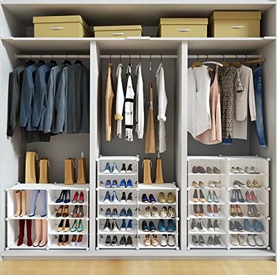 12 Tiers Shoes Organizer Storage Shelf for 72 Pairs Shoes Boots, 36 Cubes  DIY Portable Plastic Shoe Rack with Doors for Entryway, Closet, Garage,  Bedroom,Cloakroom 