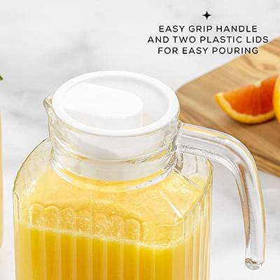 Pitcher With Lid, Fridge Door Jug With Handle, Juice Container With Lid,  BPA Free Space-Saving, Drinks Jugs For Lemonade, Ice Tea, Milk, Juice And