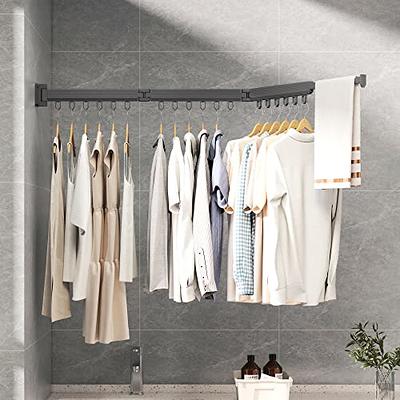 Wall clothes rail, with retractable hook