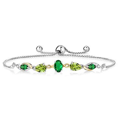 Gem Stone King 925 Silver and 10K Yellow Gold Green Nano Emerald