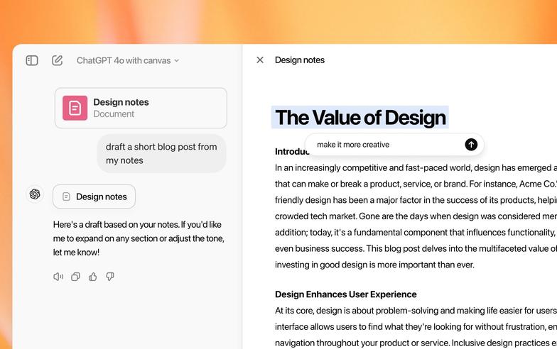 OpenAI rolls out Canvas, its newest ChatGPT interface