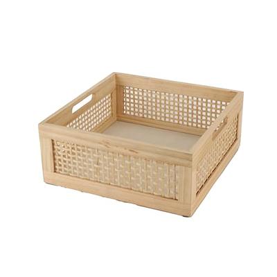 Zhehao Plastic Storage Bins with Bamboo Lids Stackable Storage Containers  for Organizing Decorative Plastic Bin with Handle for Home Pantry Closet