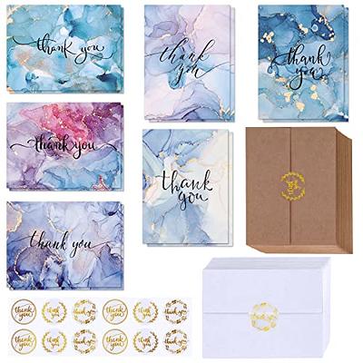 VNS Creations VNS creations 100 pack Thank You cards with Envelopes &  Stickers - classy 4x6 Blank Thank You cards Bulk Box Set - Large Thank Y