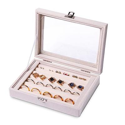 Frebeauty Rings/Earring Organizer Tray with Clear Lid, 10 Slots Large PU  Drawer Insert,Jewelry Storage Box Jewelry Display Case,Jewelry Store  Showcase