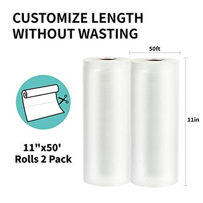 Vacuum Sealer Bags 11x50' Rolls 2 Pack for Food Saver, Seal a Meal, Sous  Vide, Meal Prep, Food Preservation, Vac Storage, BPA Free and Heavy Duty