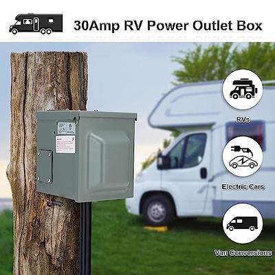 WEBANG 30 Amp RV Power Outlet Box,Enclosed Lockable Weatherproof Outdoor  125 Volt Electrical NEMA TT-30R 30amp RV Receptacle Panel, for RV Camper