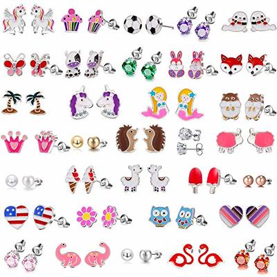 Nickel Free Kids Animal Earrings for Girls Hypoallergenic Pack