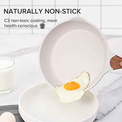  Frying Pan Set with Lids - Nonstick Frying Pan Set 3 Pcs, Non  Stick Granite Cookware Set, Induction Skillet Set Egg Omelette Frying Pan W/ Lid, Healthy No Toxic Cookware, Pan Set