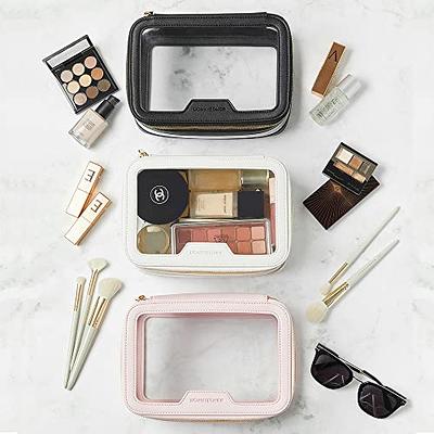 Soimeat Travel Clear Makeup Bag with Makeup Brush Bag, Leather Makeup Case  Toiletry Bag, Portable Cosmetic Bag Case, Transparent Waterproof Cosmetic  Organizer Storage Bag for Women, Off-White - Yahoo Shopping