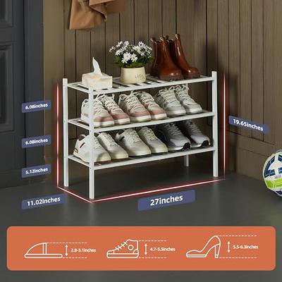 HITHIM 3 Tier Long Shoe Rack,Stackable Wide Shoe Shelf for Shoe  Storage,Sturdy
