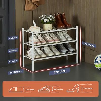 Bamboo Shoe Rack 2 Tier Stackable Shoe Shelf Free Standing Small