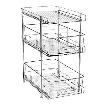 WAKISA Clear Bathroom Organizers 3 Tier, Pull Out Organizer and