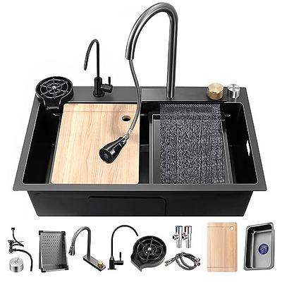 Kitchen Sink Black Stainless Steel Sink Washing, Draining and