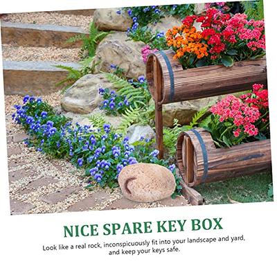 WOFASHPURET Key Stash Box Garden Key Hider Garden Key Storage Case  Artificial Rock Fairy Garden Stone Figurine Stone Hideway Stone Key Holder  Rocks Hide a Key Outdoor Vintage Resin Hidden Box 