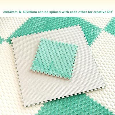  HoKiis 10 Pcs Puzzle Floor Mat Tiles, Plush Carpet Tiles  Squares,Plush Rugs Play Mat for Floor,Interlocking Carpet Tiles for Living  Room(Color:Light Green+White) : Toys & Games