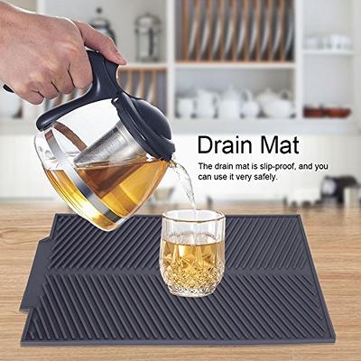  Silicone Dish Drying Mat, Flexible Rubber Dish Draining Mat  Eco-friendly Heat Resistant Silicone pad Foldable Sink Mats Counter Top Mat  for Dishes Kitchen Sink Counter Top Fridge Drawer Liner: Home 