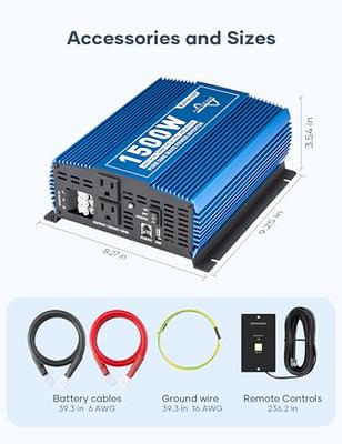 3000 Watts Power Inverter, 12V DC to120V AC Car Inverter with 3 AC Outlets  and 2.4A USB Port, Battery Cables Included, 3000W Car Converter Suitable