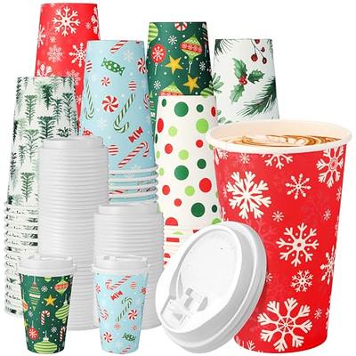 Gerrii 100 Set Christmas Paper Cups Disposable 12 oz with Lids Hot  Chocolate Cups Coffee Cups Holida…See more Gerrii 100 Set Christmas Paper  Cups