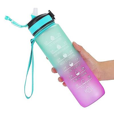 GOSWAG 32oz Motivational Water Bottles with Time Marker & Fruit Strainer,  Sports Water Bottle with Times to Drink, Leakproof & BPA Free, Reusable  Plastic Bottle with Strap no Straw for Gym 