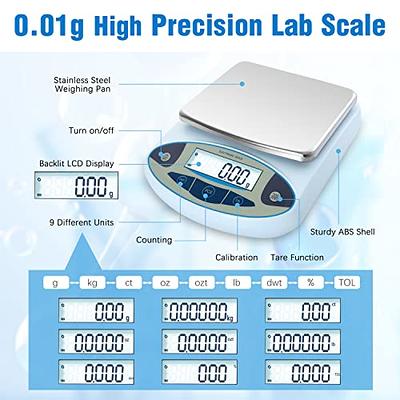 30kg x 0.1g Precision Balance - Digital Lab Scale, Rechargeable