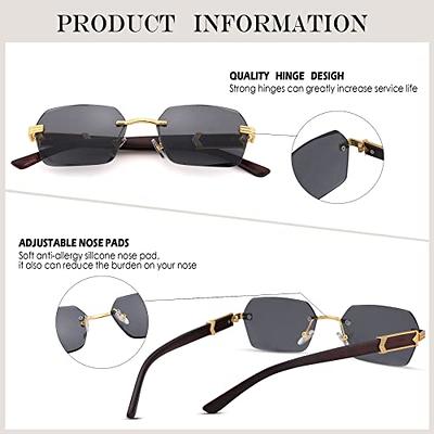 Hycredi Rimless Rectangle Sunglasses Men Women Retro Frameless Square Shade  Y2k Sun Glasses Tinted Eyewear