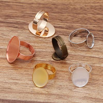 Adjustable Ring Settings Glass Cabochons Ring Blank Bezels Jewelry Making  10pcs