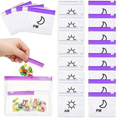 14 Pcs AM PM Pill Pouches Bags Set Zippered Pill Bags Travel