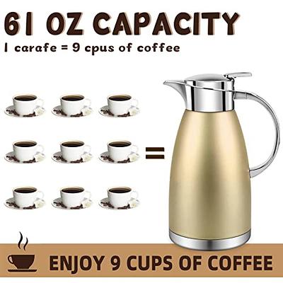 61oz Coffee Carafe Airpot Insulated Coffee Thermos Urn Stainless Steel  Vacuum Thermal Pot Flask Dispenser for Coffee, Hot Water, Tea, Hot Beverage  - Keep 12 Hours Hot, 24 Hours Cold (Gold) … - Yahoo Shopping