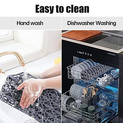 JUSTOGO Sink Protectors for Kitchen Sink,Silicone Sink Mat Grid Accessory  26 x 13 ,1 PCS Non-slip Grey Sink Mats for Bottom of Kitchen Farmhouse