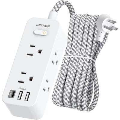 DYSSIPATIVE Power Strip Tower with Colorful Nightlight, 15 AC Outlets and 6  Fasting USB Ports, Retractable Extension Cord with Multiple Outlets, 1500