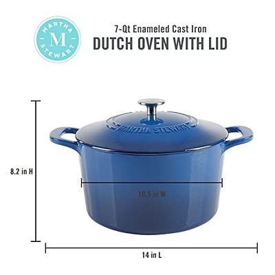 MARTHA STEWART Gatwick 7 QT Enamel Cast Iron Dutch Oven, Classic Blue -  Yahoo Shopping