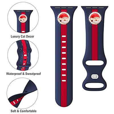 Designer Band with Charms Decor Compatible with Apple Watch Band 38mm 40mm  41mm 42mm 44mm 45mm 49mm Women Men, Stylish Silicone Sport Wristbands for  iWatch Series 8 7 6 5 4 3