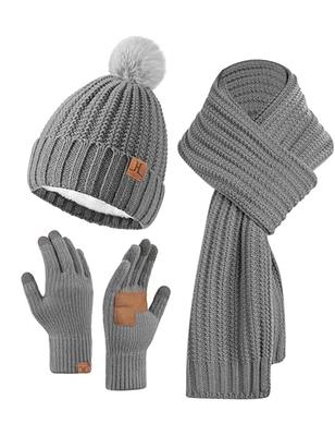 Women's Winter Warm Knit Hat Gloves Scarf Set