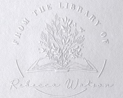 from The Library of, Ex Libris Book Stamp, Custom Library Stamp,  Personalized Teacher Gift Monogram Self-Inking or Wood Handle Rubber Stamp  (Crystal)