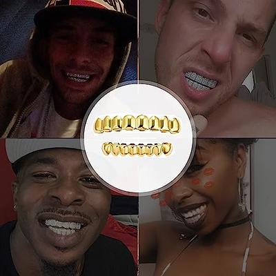 18K White Gold Plated Mouth Grillz Custom Teeth 8 Top Bottom Silver Joker  Grillz