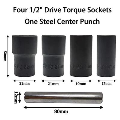 JEUCLEL 5PCS Twist Lug Nut Socket Set - 1/2 inch Drive Damaged Nut