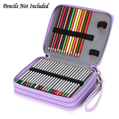 BTSKY 200 Slots Colored Pencil Organizer - Deluxe PU Leather Pencil Case  Holder With Removal Handle Strap Pencil Box Large for Colored Pencils