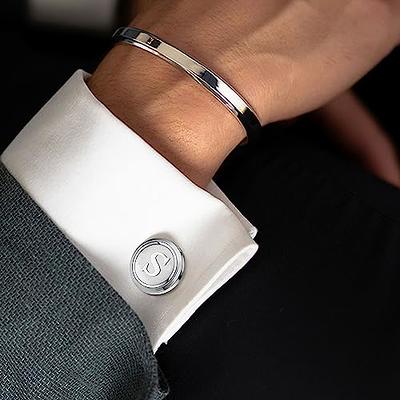 Personalized Initial Name Lapel Pin Cufflinks Tie Bar Silver