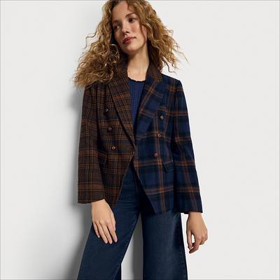 Sam Edelman Imogen Blazer Blue/Plaid - Yahoo Shopping