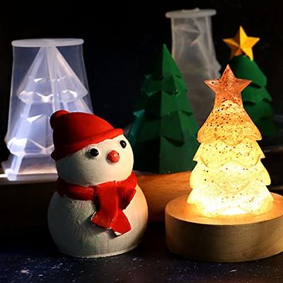 3d Christmas Snowman Christmas Tree Silicone Candle Mold Diy Gypsum Soap  Resin Ice Mould Candle Making Tool Christmas Decor Gift