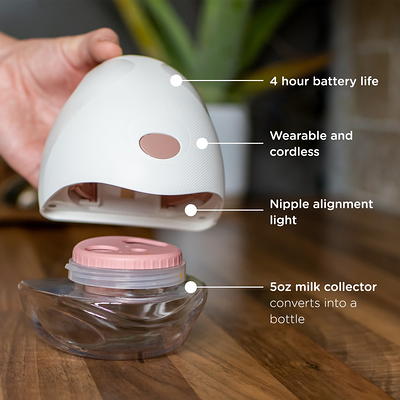 Wearable Breast Pump Portable Electric Hands-Free Breast Pump with 2 Mode &  5 Levels, Wireless Worn in-Bra Painless Breastfeeding, Pink