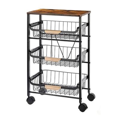 Black Kitchen Storage Rolling Cart with Lockable Wheels - 16.7 in. W -  Yahoo Shopping