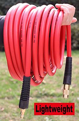 YOTOO Reinforced Polyurethane Air Hose 1/4 Inner Diameter by 50' Long,  Flexible, Heavy Duty Air Compressor Hose with Bend Restrictor, 1/4 Swivel  Industrial Quick Coupler and Plug, Red - Yahoo Shopping