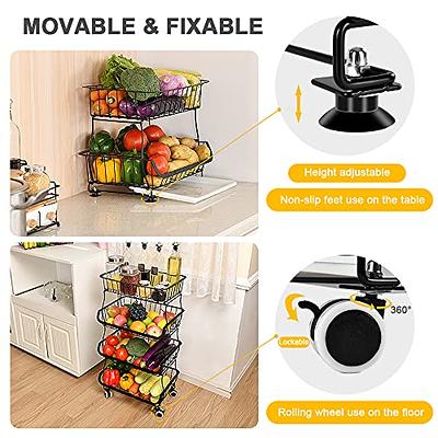 2pcs Stacking Folding Fruit Vegetable Storage Basket Kitchen