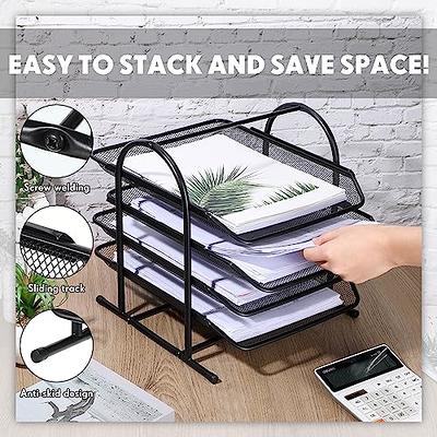 Fainne 2 Set Paper Organizers for Desk Mesh Letter File Tray Organizer with  4 Sliding Trays Black Stackable Desktop Document Storage Shelf Rack for  Office Home Classroom Documents Paper (Flat) - Yahoo Shopping