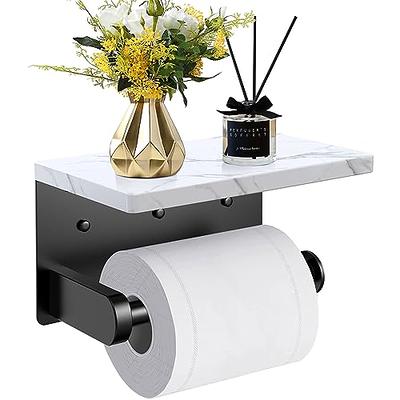 Gypie Toilet Paper Holder with Shelf, New Upgrade Double Toilet Paper Holder with Storage, Marble Roll Toilet Paper Wall Mount for Bathroom Washroom